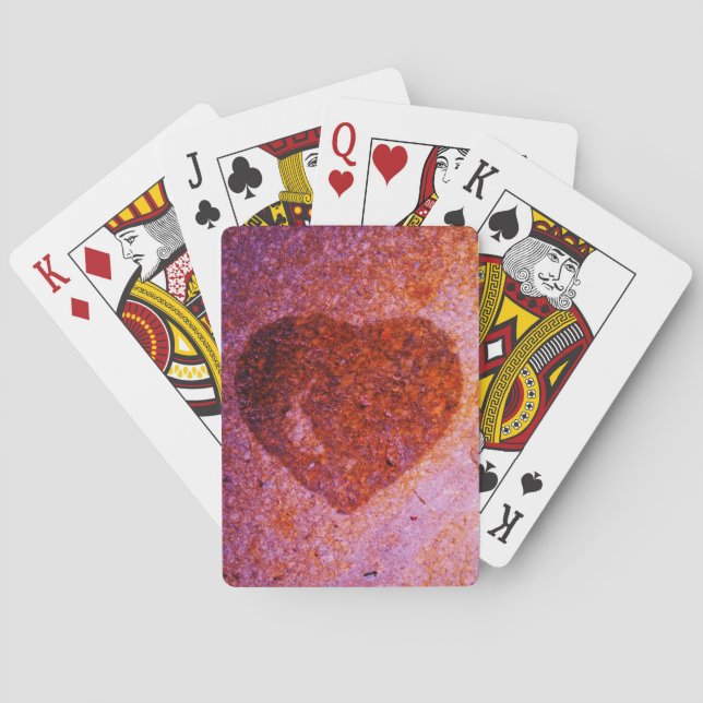 coral pink heart poker cards (Back)