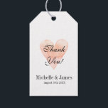 Coral pink heart wedding thank you favor gift tags<br><div class="desc">Coral pink watercolor heart wedding thank you favor gift tags. Romantic love symbol present tags for wedding party or bridal shower. Create your own personalized labels with name or monogram and date of marriage. Cute water color painting heart design with elegant script typography for thanks message, name of bride and...</div>