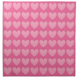 Coral pink hearts, deep coral background napkin