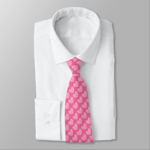Coral pink hearts, deeper pink background tie