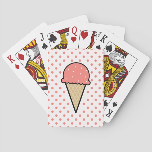Coral Pink Ice Cream Cone Poker Cards (Back)
