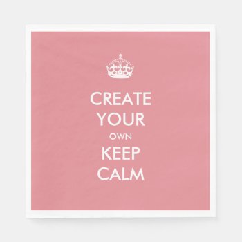 Coral Pink Keep Calm And Carry On Wedding Party Napkins by MovieFun at Zazzle