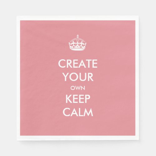 Coral Pink Keep Calm and Carry On Wedding Party Napkins
