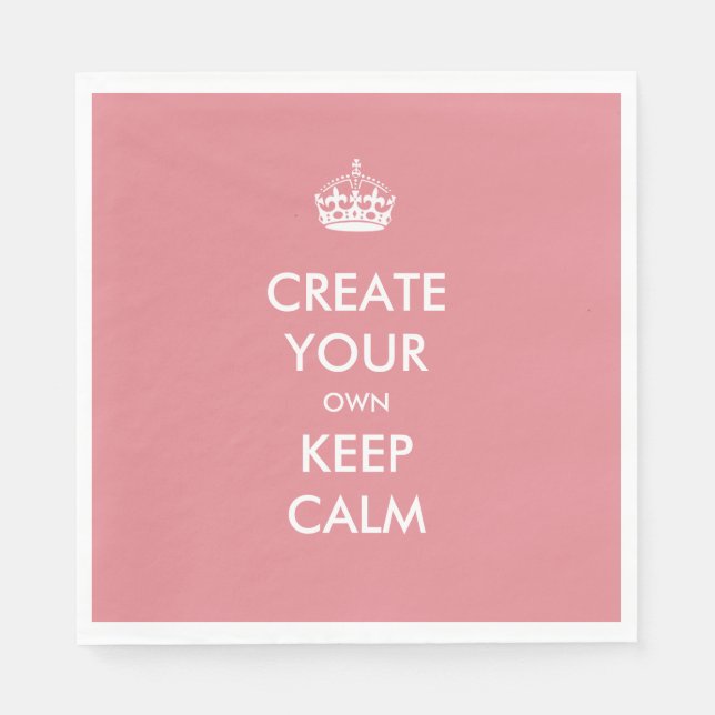 Coral Pink Keep Calm and Carry On Wedding Party Napkins (Front)