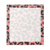 Coral Pink Leopard Animal Print Notepad (Front)