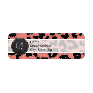 Coral Pink Leopard Print; Chalkboard look Label