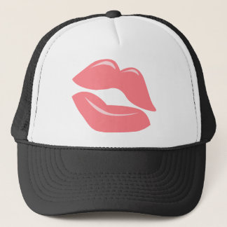 CORAL PINK LUSCIOUS KISS LIPS SHINY LIPGLOSS BEAUT TRUCKER HAT