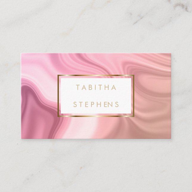 Coral Pink Melted Swirls Designer Business Business Card (Front)