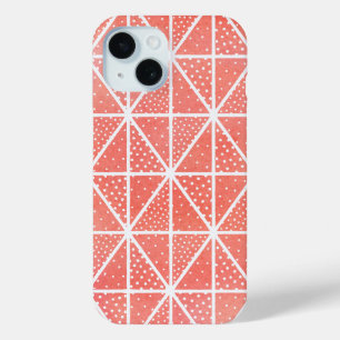 Coral Pink Modern Geometric Pattern Triangle iPhone 15 Case