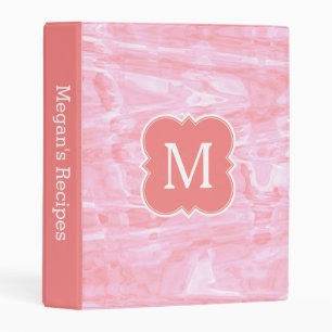 Coral Pink Monogram Abstract Watercolor Mini Binder