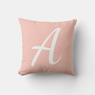 Coral Pink Monogram Throw Pillow