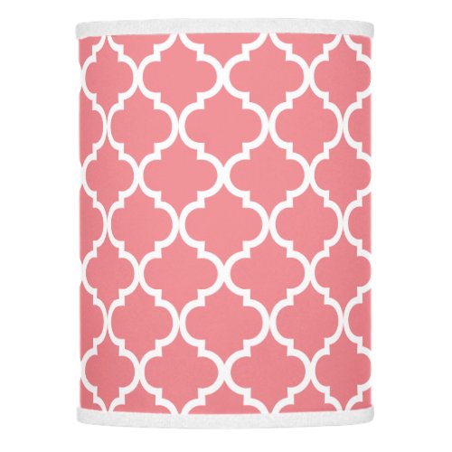 Coral pink moroccan quatrefoil pattern home decor lamp shade