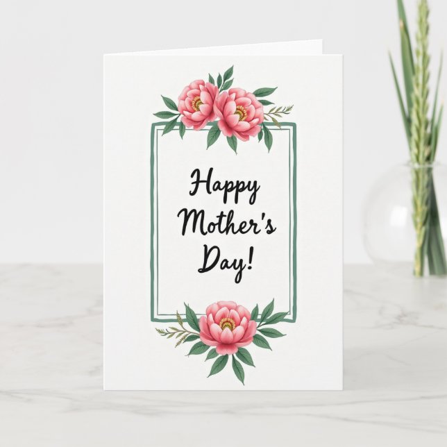 Coral Pink Mothers Day Bloom Card (Front)