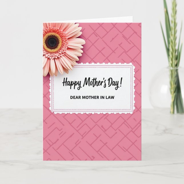 Coral Pink Mothers Day In Law Card (Front)