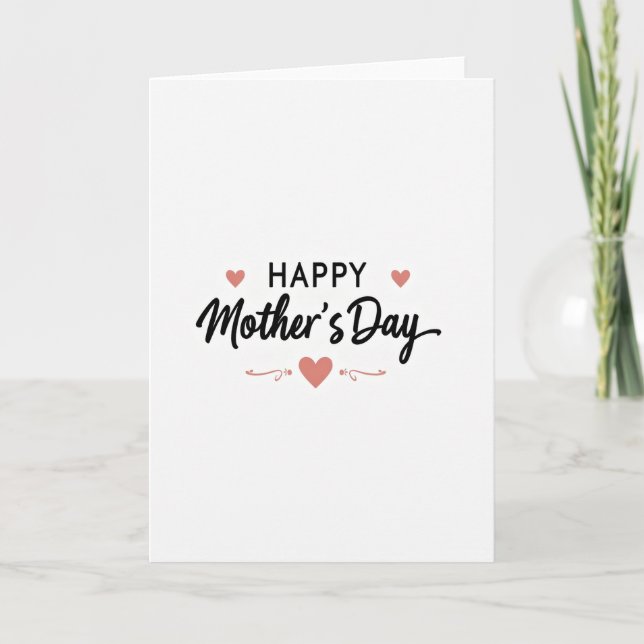 Coral Pink Mothers Day Love Card (Front)