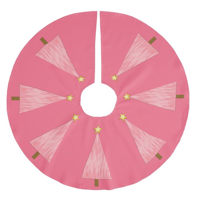 Coral Pink Ombre modern Christmas tree Brushed Polyester Tree Skirt (Front)