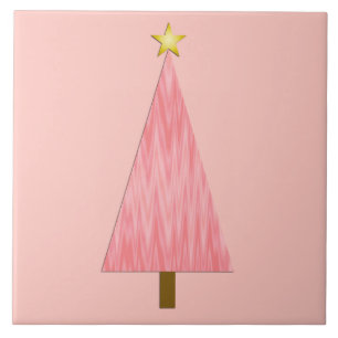 Coral Pink Ombre modern Christmas tree Ceramic Tile