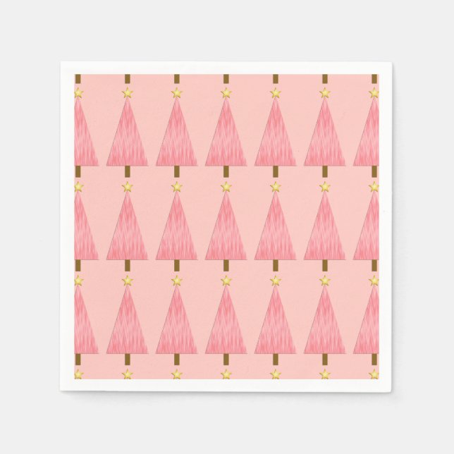 Coral Pink Ombre modern Christmas tree Napkins (Front)