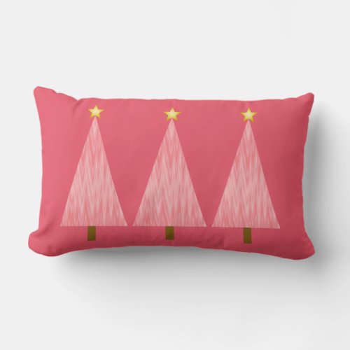 Coral Pink Ombre modern Christmas trees Lumbar Pillow