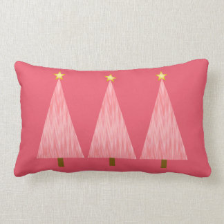 Coral Pink Ombre modern Christmas trees Lumbar Pillow