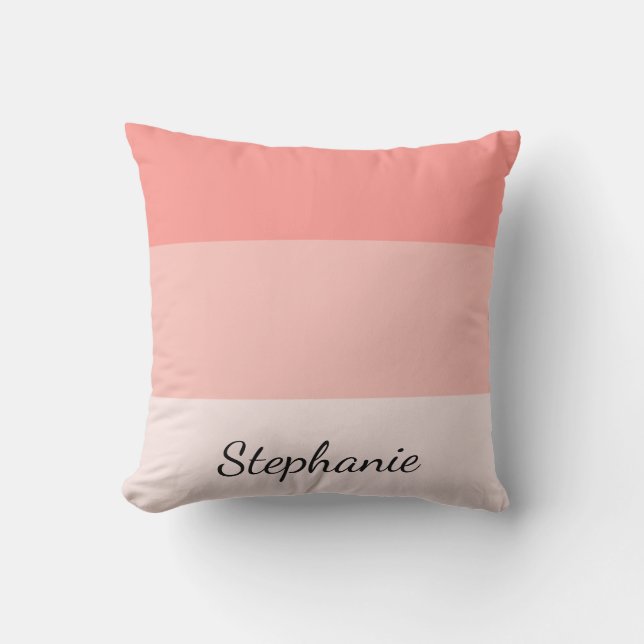 Coral Pink Ombre Personalized Outdoor Pillow (Front)