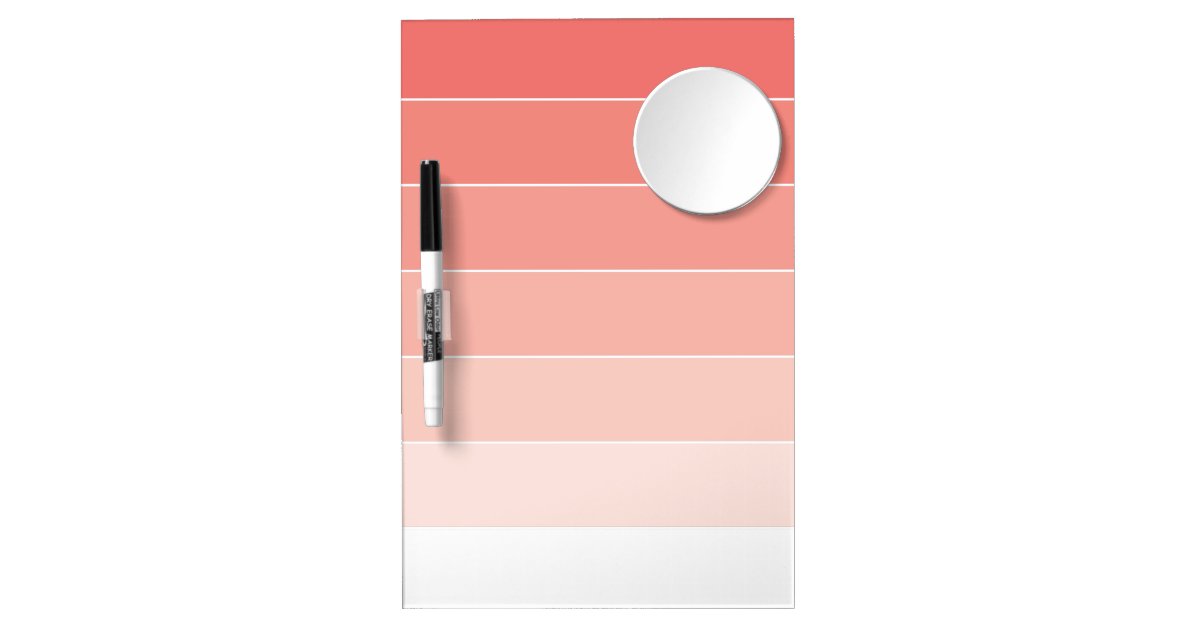 Coral Pink Ombré Stripes Dry Erase Board With Mirror | Zazzle