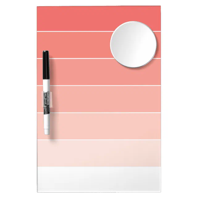 Coral Pink Ombré Stripes Dry Erase Board With Mirror | Zazzle