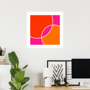 Coral Pink Orange Circles Poster