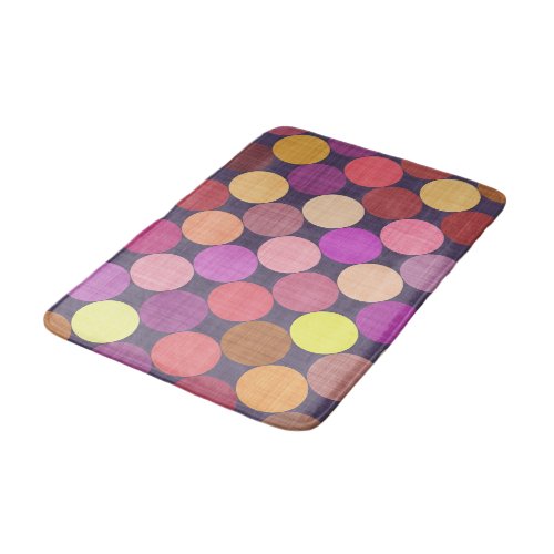 Coral Pink Orange Red Purple Polka Dots Pattern Bath Mat