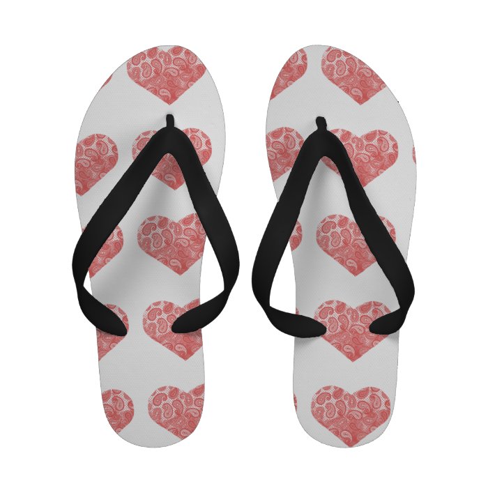 Coral Pink Paisley Heart Sandals