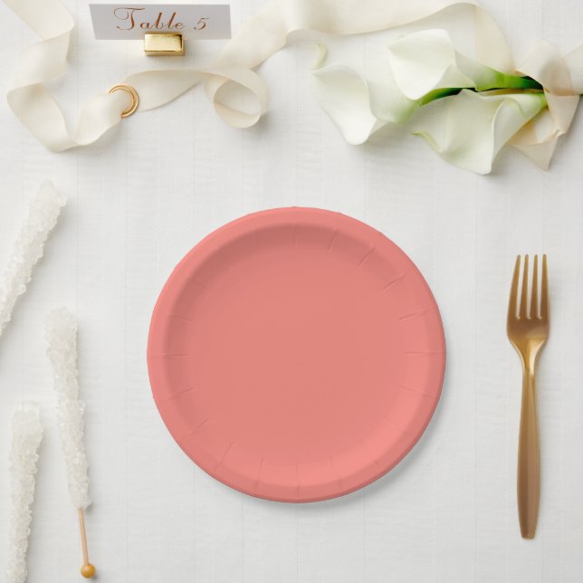 Coral Pink Paper Plates (Wedding)