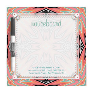 Coral Pink Pastel Aztec Pattern Noticeboard Dry-Erase Board