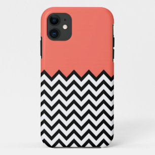 Coral Pink Peach Color Block Chevron iPhone 5 Case
