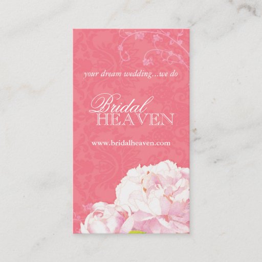 Customizable Coral Peony Damask Swirls Wedding Business Cards