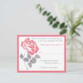 Coral Pink Peony with Gray Reply Card (Standing Front)
