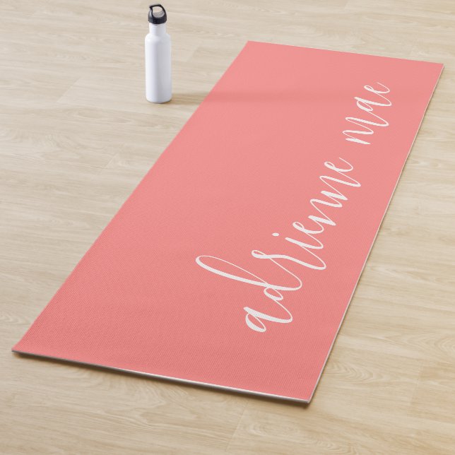 Coral Pink Personalized Name Reversible Yoga Mat (In Situ)