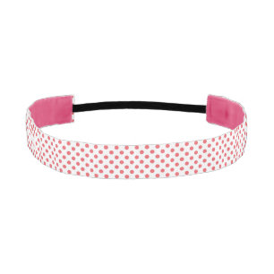 Coral Pink Polka Dots by Shirley Taylor Athletic Headband