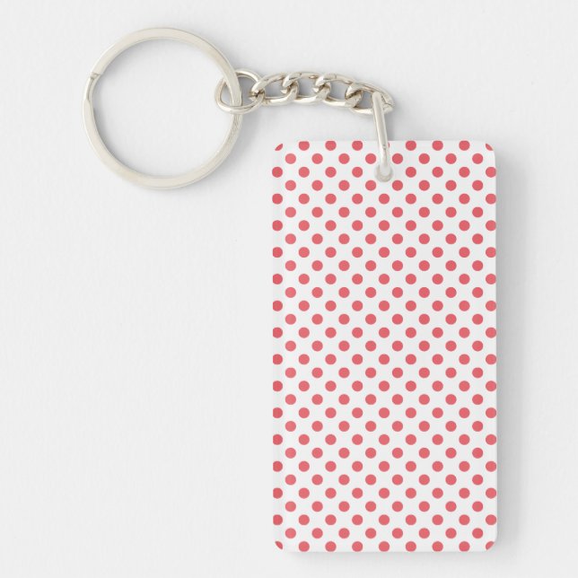 Coral Pink Polka Dots by Shirley Taylor Keychain (Front)