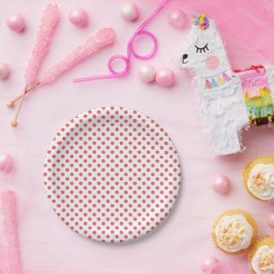 Coral Pink Polka Dots by Shirley Taylor Paper Plates