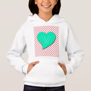 Coral Pink Polka Dots-Monogram by Shirley Taylor Hoodie