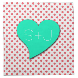 Coral Pink Polka Dots-Monogram by Shirley Taylor Napkin