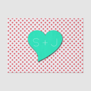 Coral Pink Polka Dots-Monogram by Shirley Taylor Tissue Paper
