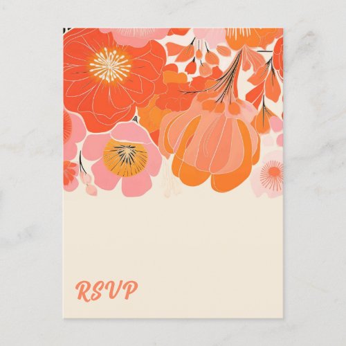 Coral Pink Poppy Flower RSVP Postcard