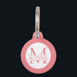Coral Pink Pretty Girly Monogram Pet ID Tag<br><div class="desc">Add your cat, dog, or pet's name and monogram to a simple cute, minimal, and modern ID tag with a bright coral pink border. All colors and fonts can be changed by clicking "customize further" to design your own pet charm. Coordinating pet accessories are available in the Paper Grape Designer...</div>