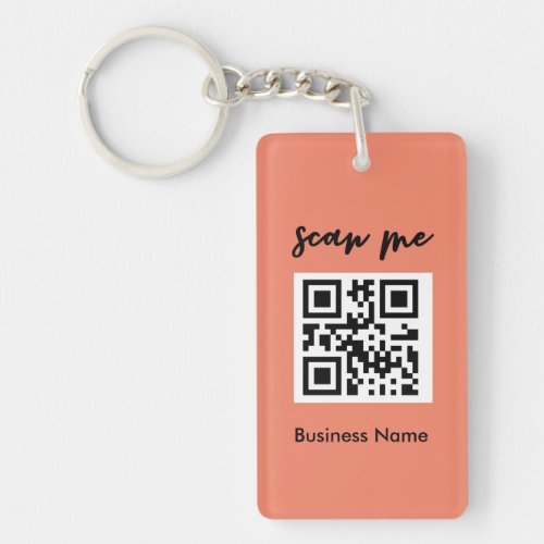 Coral Pink QR Code Business Card Your Logo Custom  Keychain