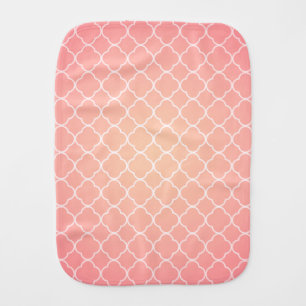 Coral Pink Quatrefoil Pattern Baby Burp Cloth