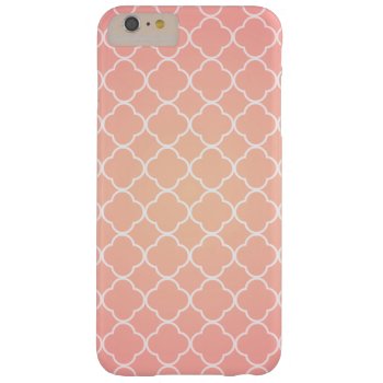 Coral Pink Quatrefoil Pattern Barely There Iphone 6 Plus Case by VintageDesignsShop at Zazzle