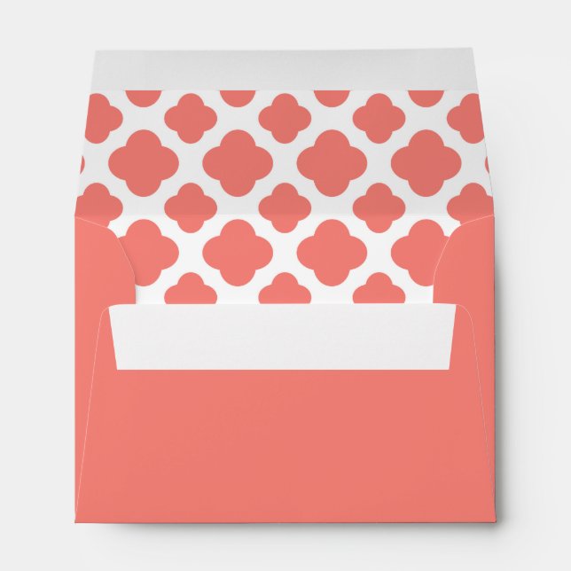 Coral Pink Quatrefoil Pattern Envelope (Back (Bottom))