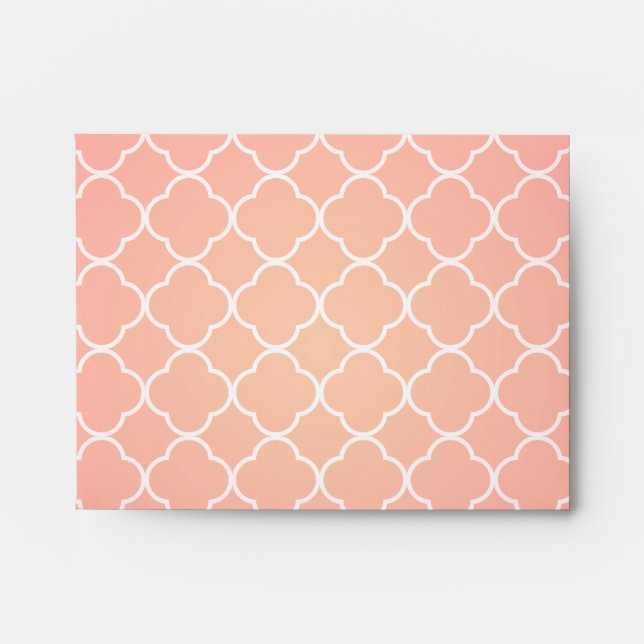 Coral Pink Quatrefoil Pattern Envelope (Front)