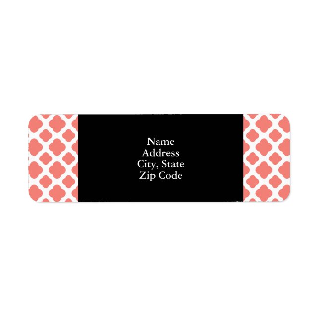 Coral Pink Quatrefoil Pattern Label (Front)